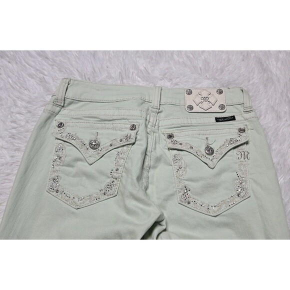 Miss Me Lime Green Embellished Low Rise Skinny Jeans Size 30x32 - Picture 9 of 16